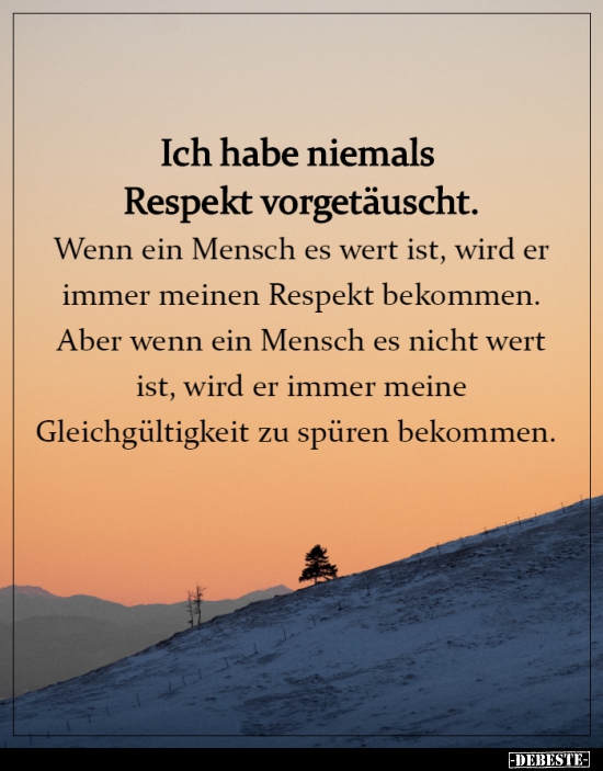 Ich habe niemals Respekt vorgetäuscht...
