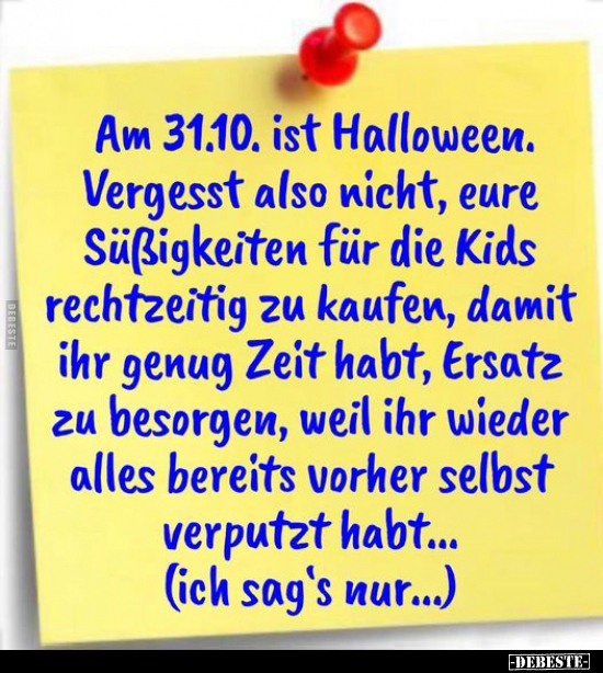 Am 31.10. ist Halloween. Vergesst also nicht, eure.. - Lustige Bilder | DEBESTE.de