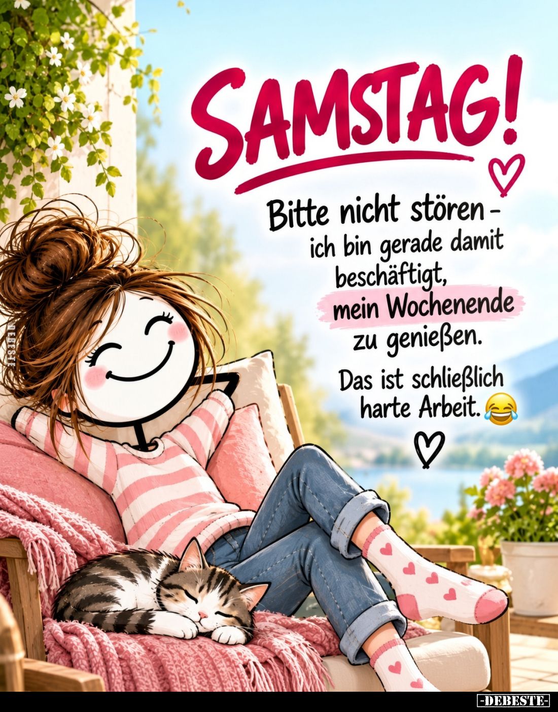 SAMSTAG!
Bitte nicht stören -ich bin gerade damit beschäftigt, mein Wochenende zu genießen.
Das ist schließlich harte Arbei...