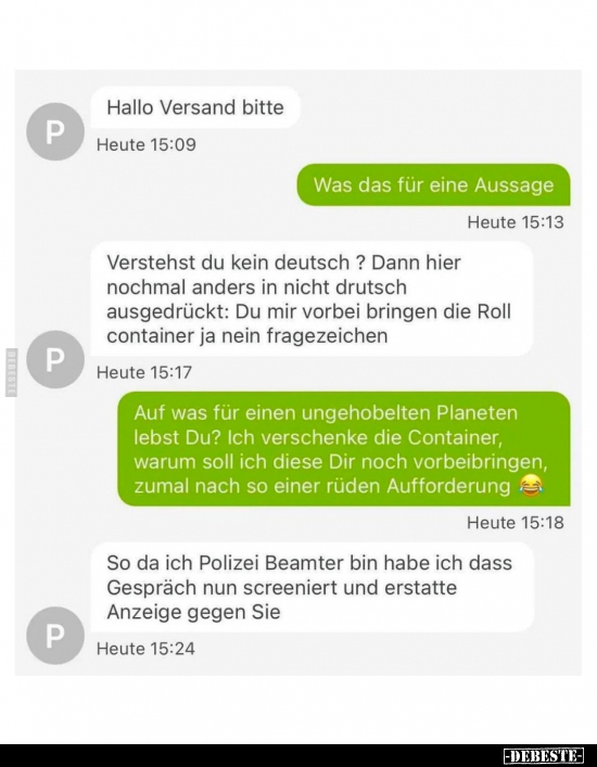 Hallo, Bitte, Deutsch, Container, Nein