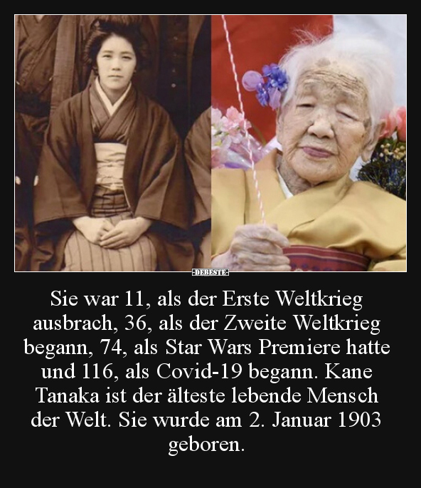 Sie war 11, als der Erste Weltkrieg ausbrach, 36, als der..