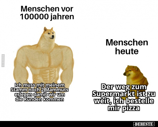 Menschen vor 100000 jahren / Menschen heute..