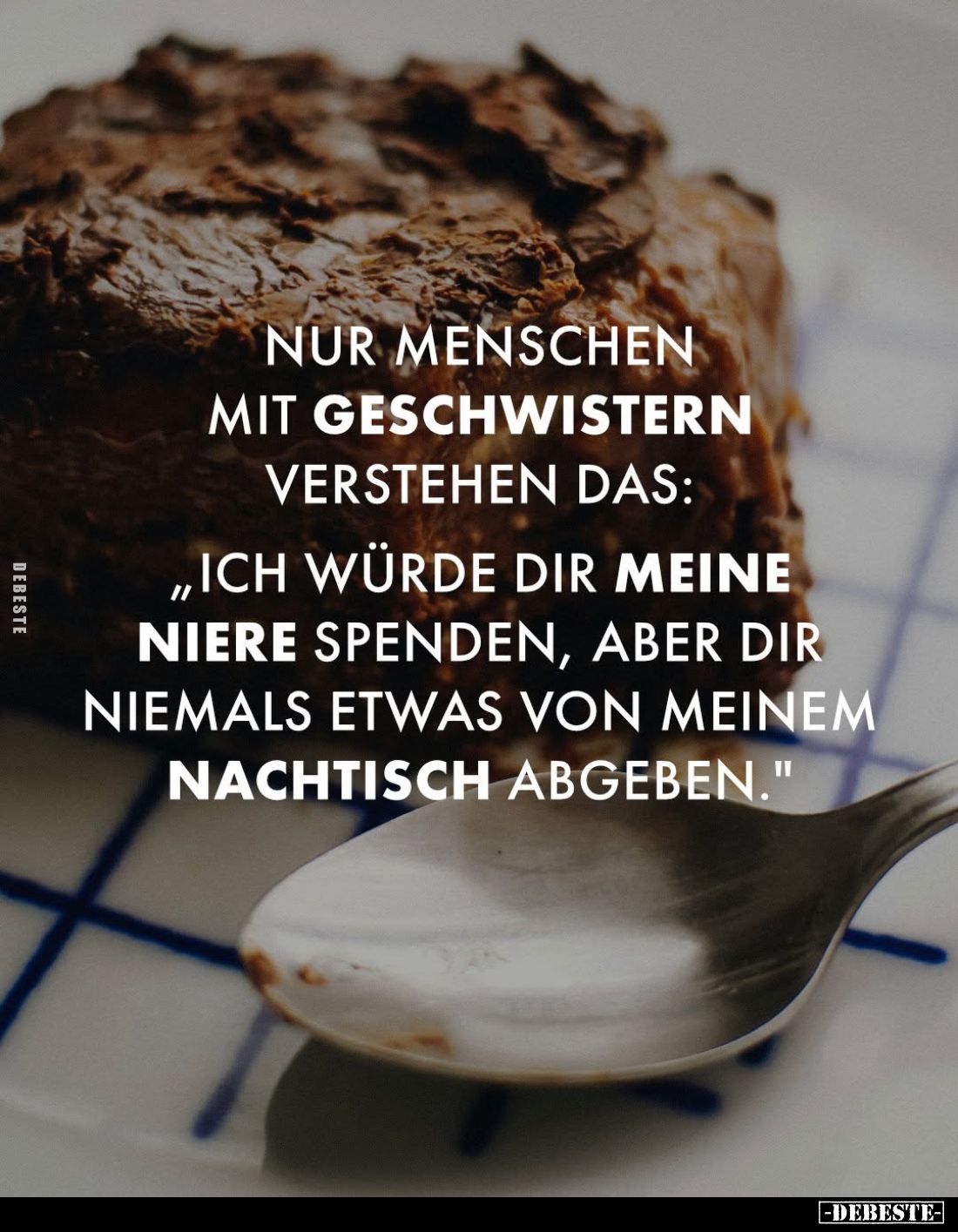 Nur Menschen mit Geschwistern verstehen das:
"Ich würde dir meine Niere spenden, aber dir niemals etwas von meinem Nach...