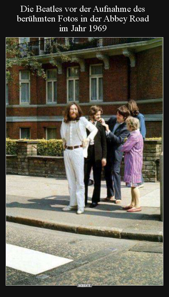 Die Beatles vor der Aufnahme des berühmten Fotos in der.. - Lustige Bilder | DEBESTE.de