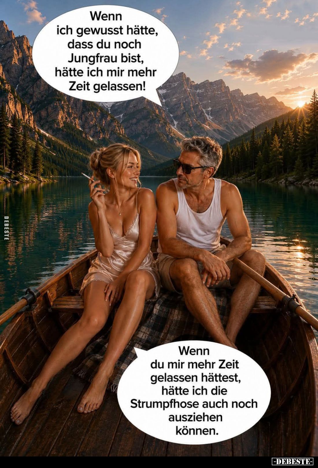 Wenn ich gewusst hätte, dass du noch Jungfrau bist, hätte ich mir mehr Zeit gelassen!
-
Wenn du mir mehr Zeit gelassen hätt...