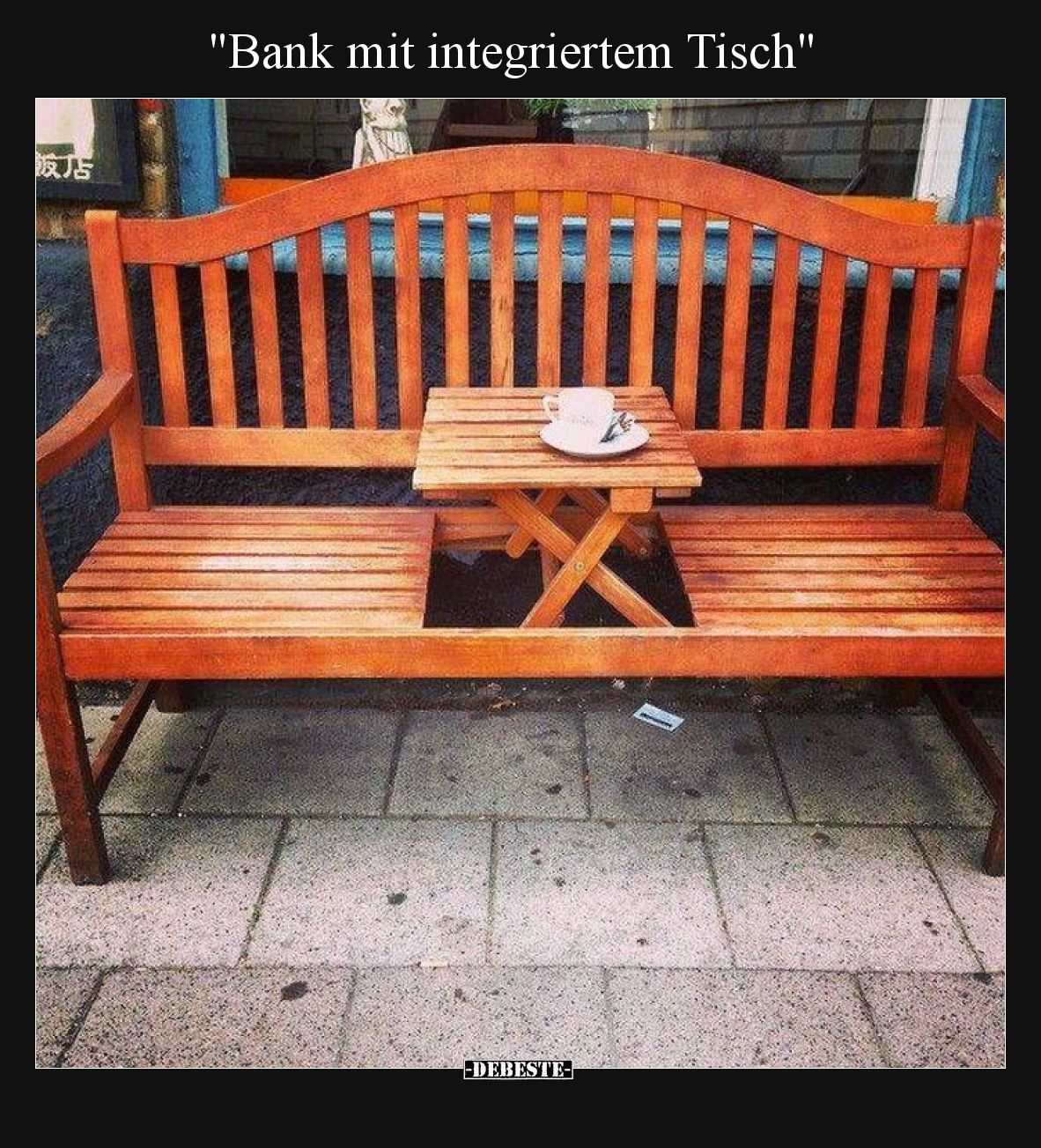 "Bank mit integriertem Tisch"