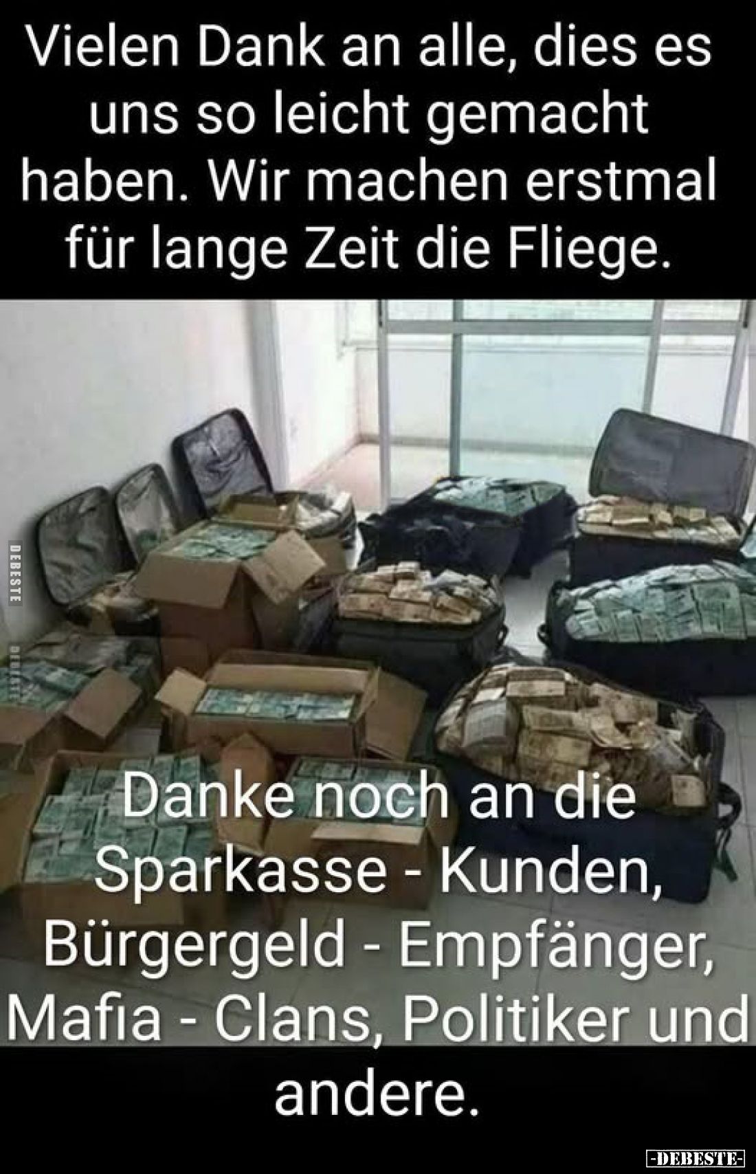 Vielen Dank an alle, dies es uns so leicht gemacht haben. Wir machen erstmal für lange Zeit die Fliege.
Danke noch an die Sp...