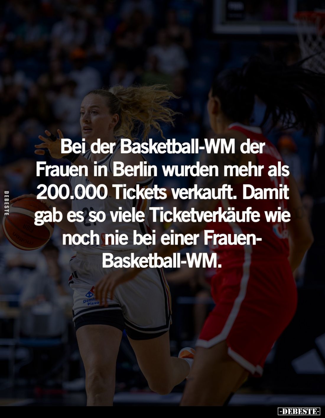 Bei der Basketball-WM der Frauen in Berlin wurden mehr als 200.000 Tickets verkauft. Damit gab es so viele Ticketverkäufe wie...
