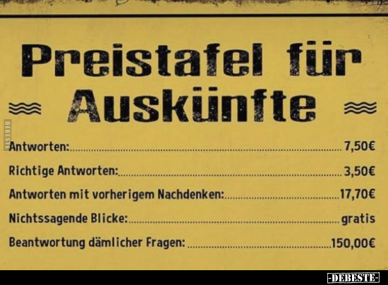 Preistafel für Auskünfte... - Lustige Bilder | DEBESTE.de