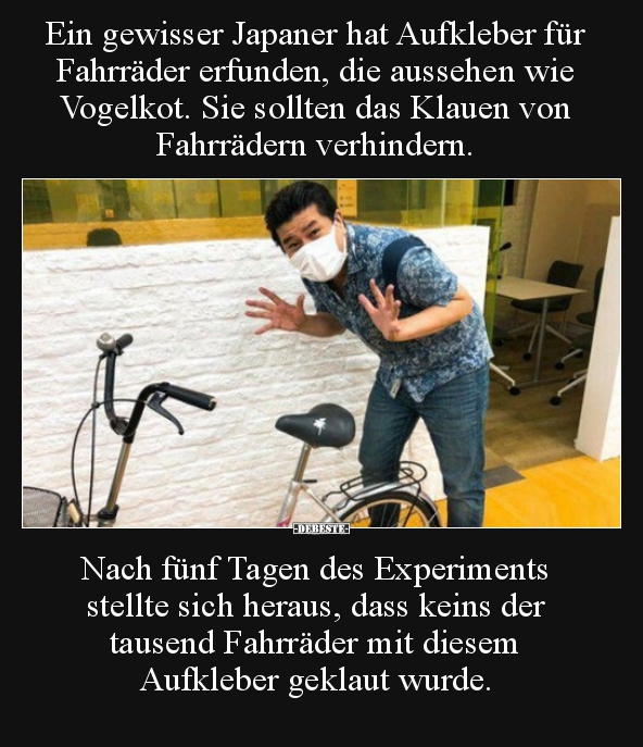 Ein gewisser Japaner hat Aufkleber für Fahrräder erfunden.. - Lustige Bilder | DEBESTE.de