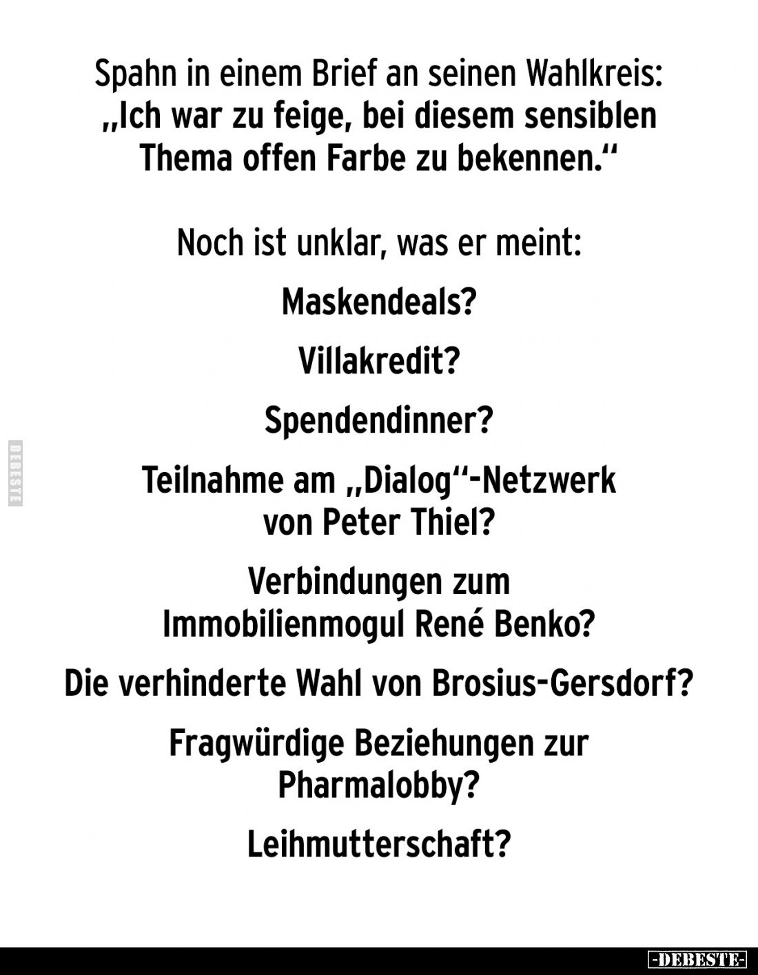 Spahn in einem Brief an seinen Wahlkreis: "Ich war zu feige, bei diesem sensiblen Thema offen Farbe zu bekennen." -...
