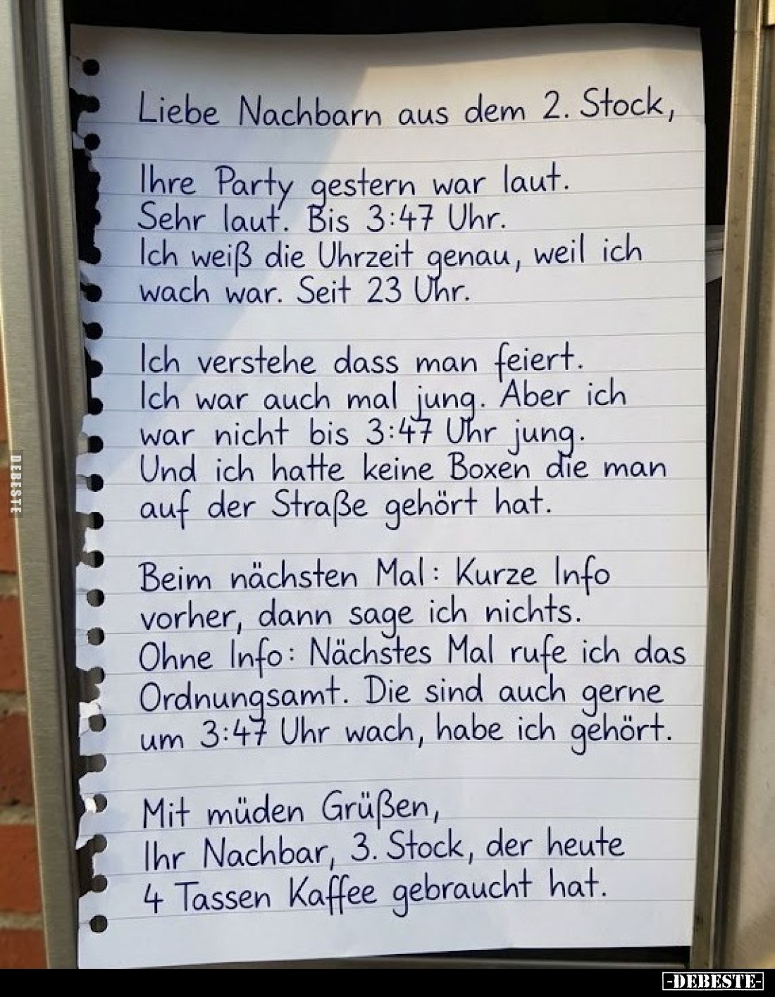 Liebe Nachbarn aus dem 2. Stock.... - Lustige Bilder | DEBESTE.de