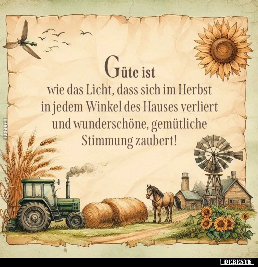 Güte ist wie das Licht, dass sich im Herbst in jedem Winkel des Hauses verliert und wunderschöne, gemütliche Stimmung zaubert...