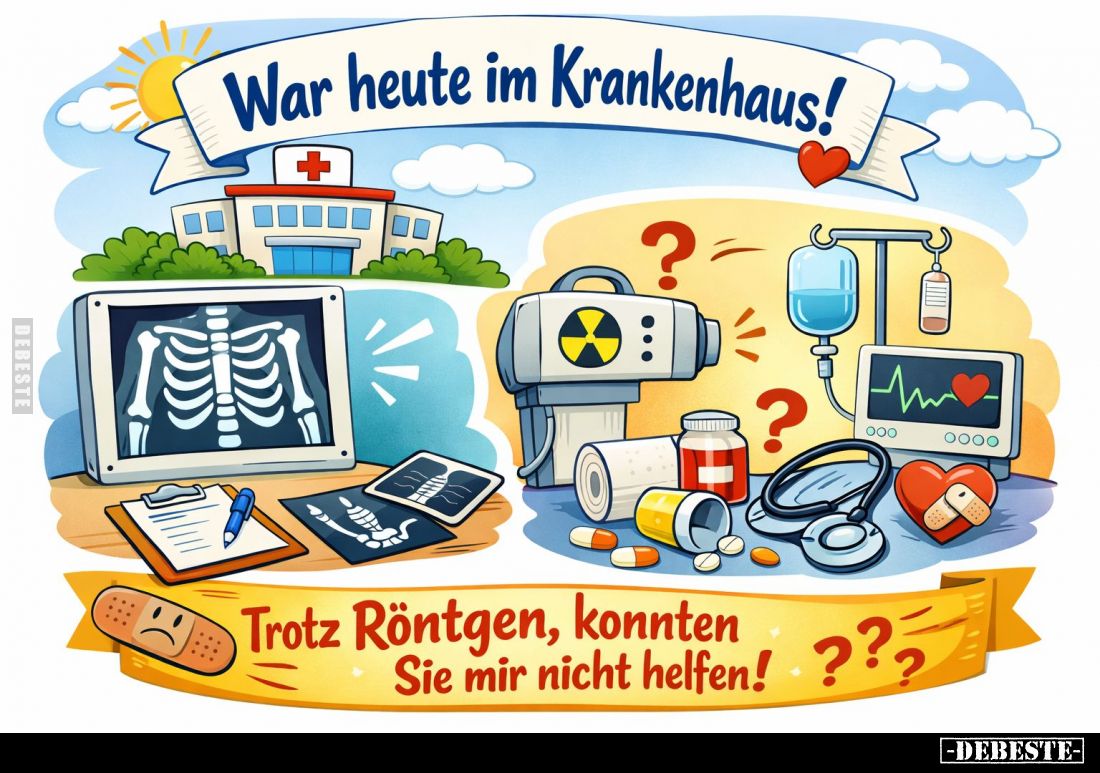 War heute im Krankenhaus!
Trotz Röntgen, konnten Sie mir nicht helfen!
