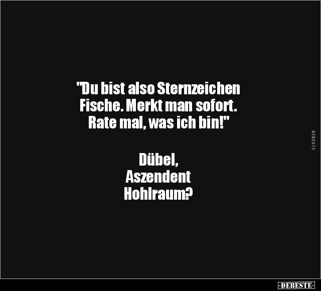 "Du bist also Sternzeichen Fische. Merkt man sofort..." - Lustige Bilder | DEBESTE.de