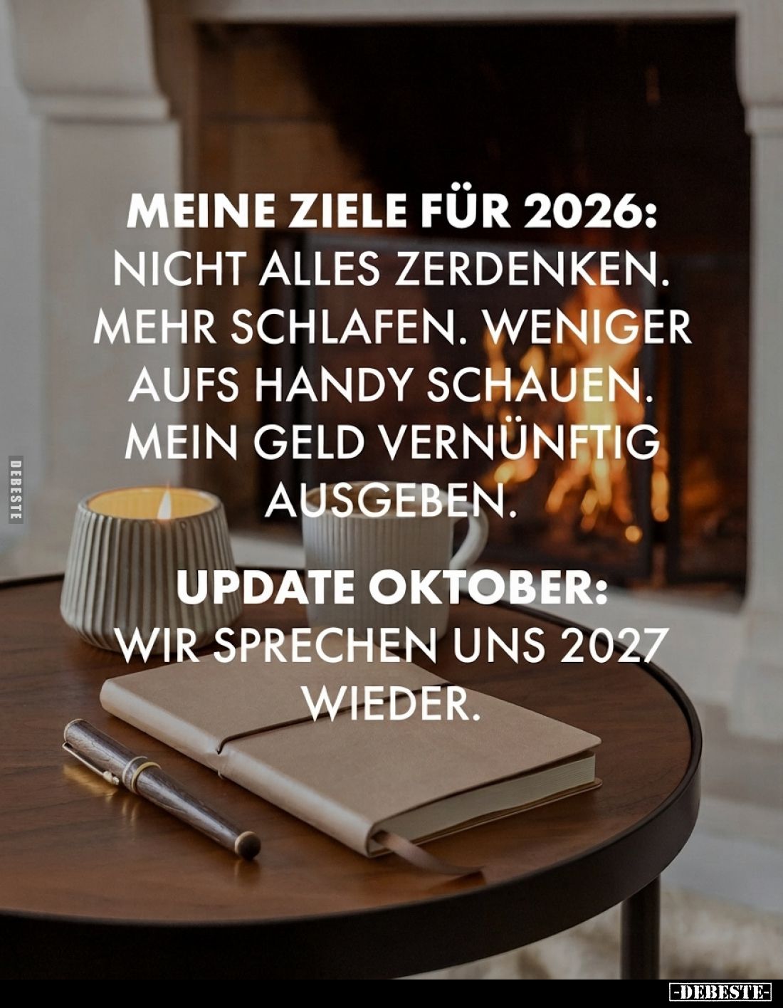 Meine Ziele für 2026:
Nicht alles zerdenken. Mehr schlafen. Weniger aufs Handy schauen. Mein Geld vernünftig ausgeben.
Upda...