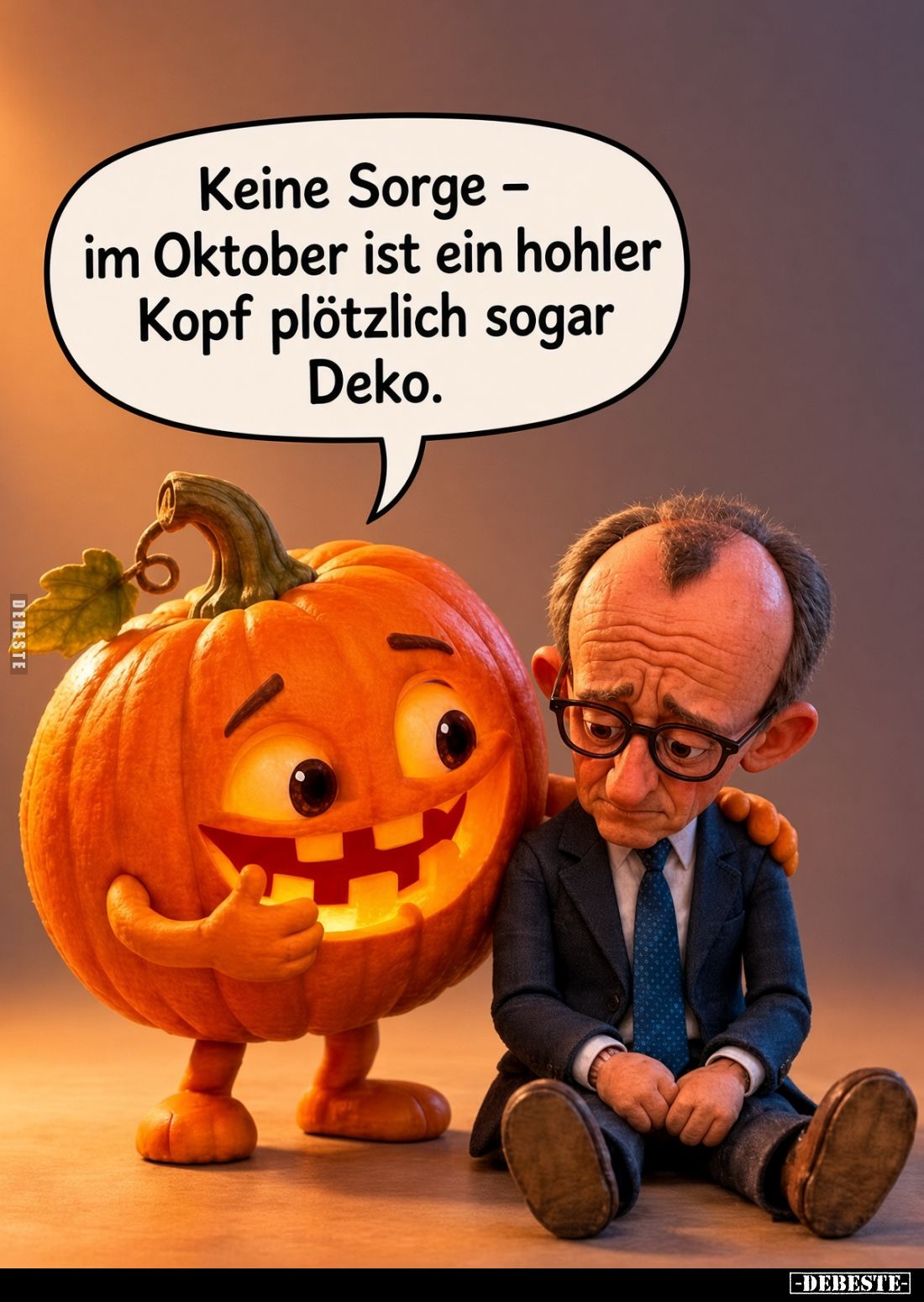 Keine Sorge –
im Oktober ist ein hohler
Kopf plötzlich sogar
Deko.