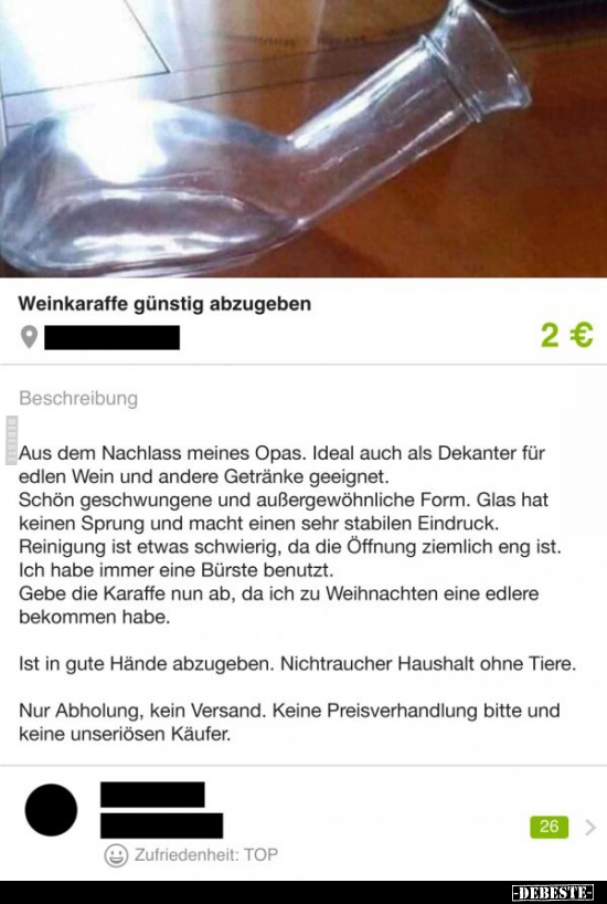Weinkaraffe günstig abzugeben..