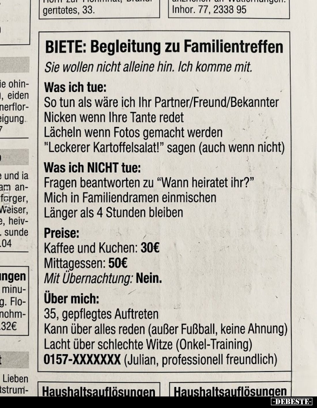 BIETE: Begleitung zu Familientreffen... - Lustige Bilder | DEBESTE.de