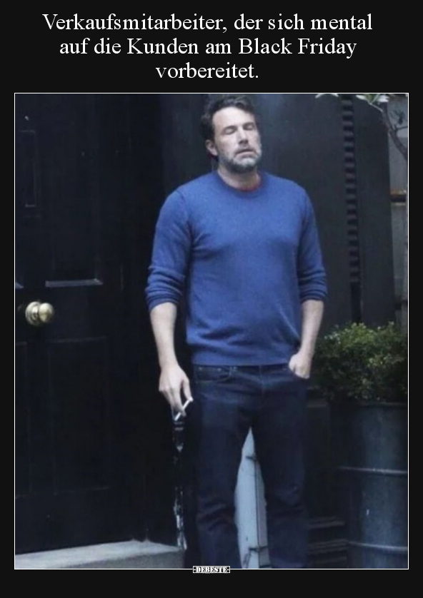 Verkaufsmitarbeiter, der sich mental auf die Kunden am Black Friday vorbereitet