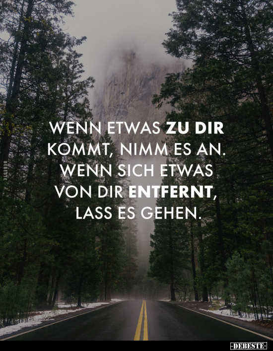 Wenn etwas zu dir kommt, nimm es an. Wenn sich etwas von dir entfernt, lass es gehen.