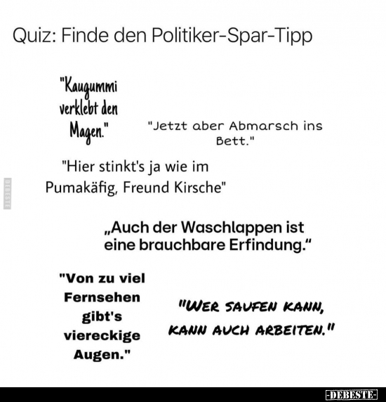 Quiz: Finde den Politiker-Spar-Tipp.. - Lustige Bilder | DEBESTE.de