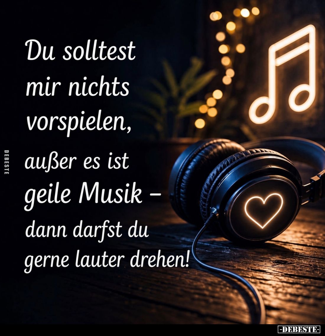 Du solltest mir nichts vorspielen,
außer es ist geile Musik –
dann darfst du gerne lauter drehen!