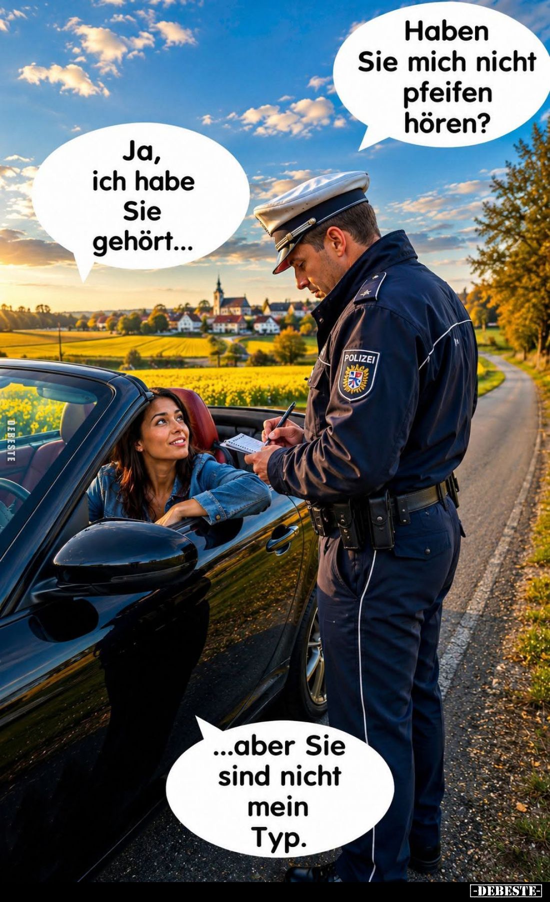 Haben Sie mich nicht pfeifen hören? -
Ja, ich habe Sie gehört...
-
Aber Sie sind nicht mein Typ.