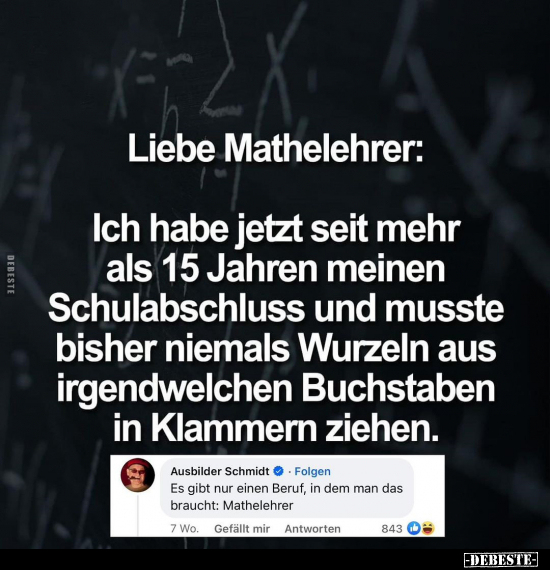 Liebe Mathelehrer: Ich habe jetzt seit mehr als 15 Jahren.. - Lustige Bilder | DEBESTE.de