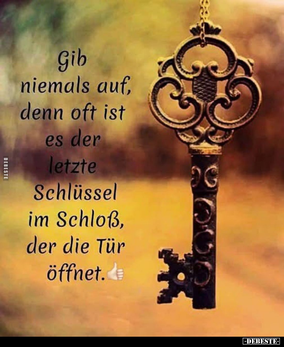 Gib niemals auf, denn oft ist es der letzte Schlüssel im Schloß, der die Tür öffnet.