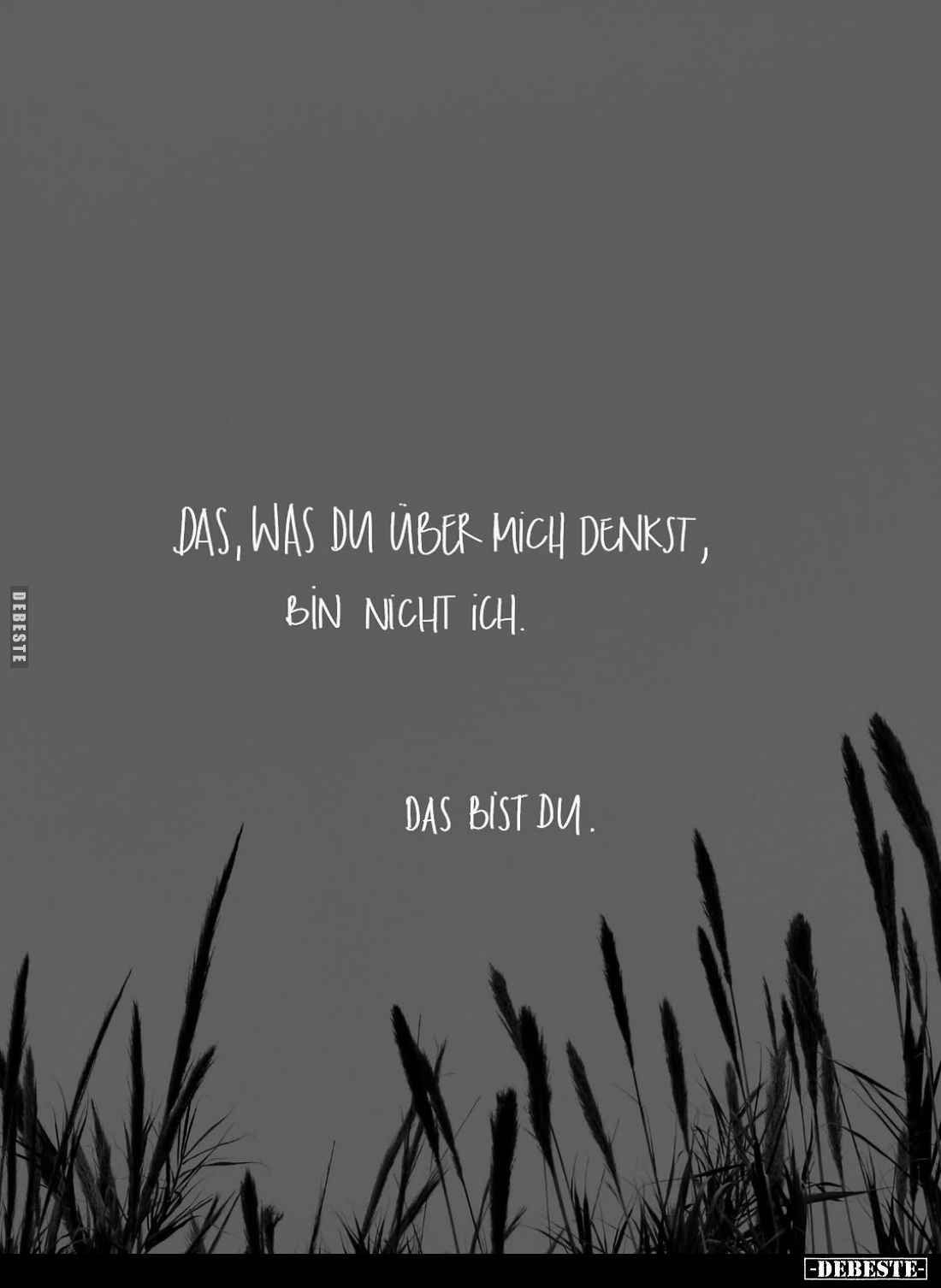 Das, was du über mich denkst, bin nicht ich.
Das bist du.