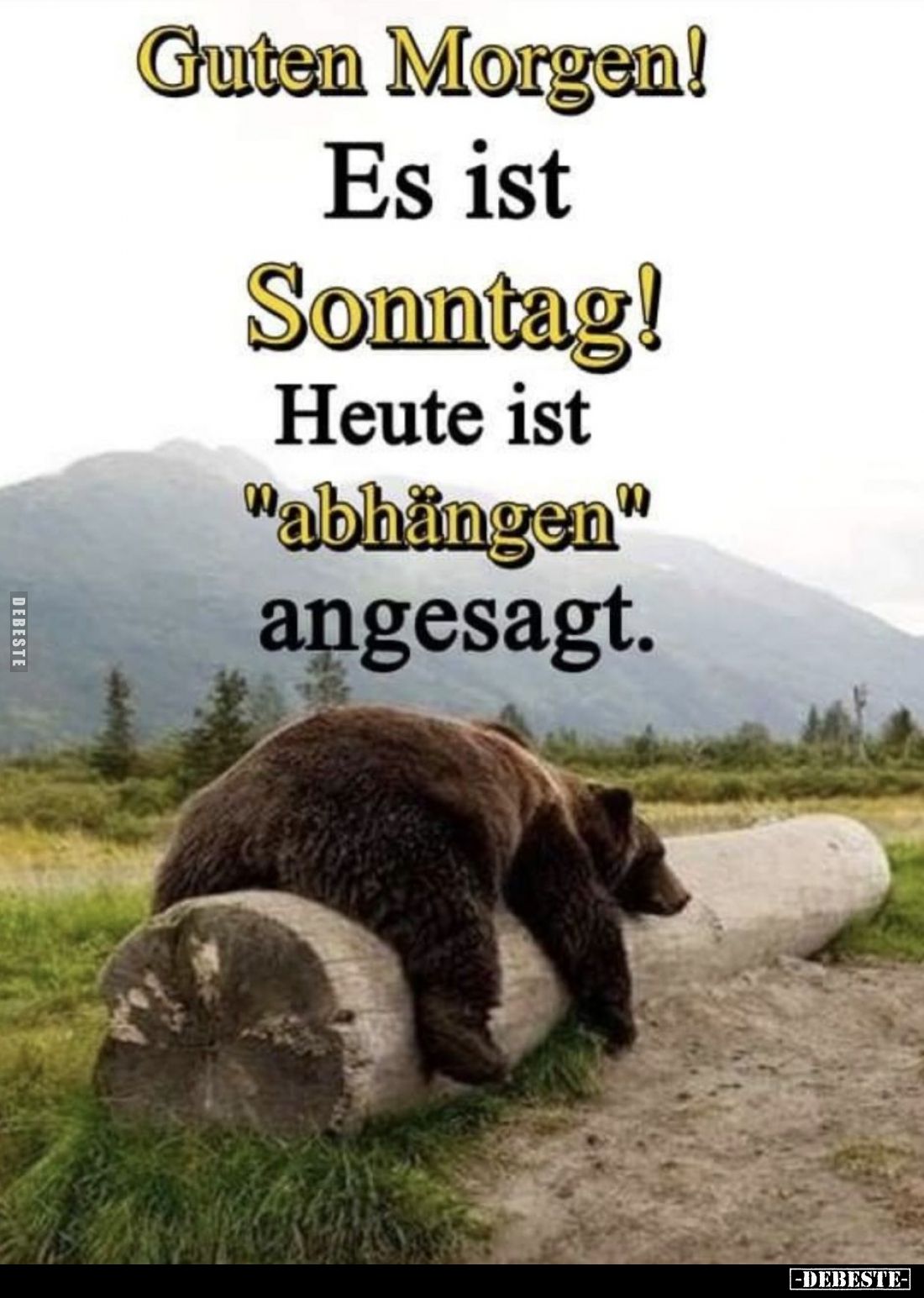 Guten Morgen!
Es ist
Sonntag!
Heute ist
"abhängen" angesagt.
