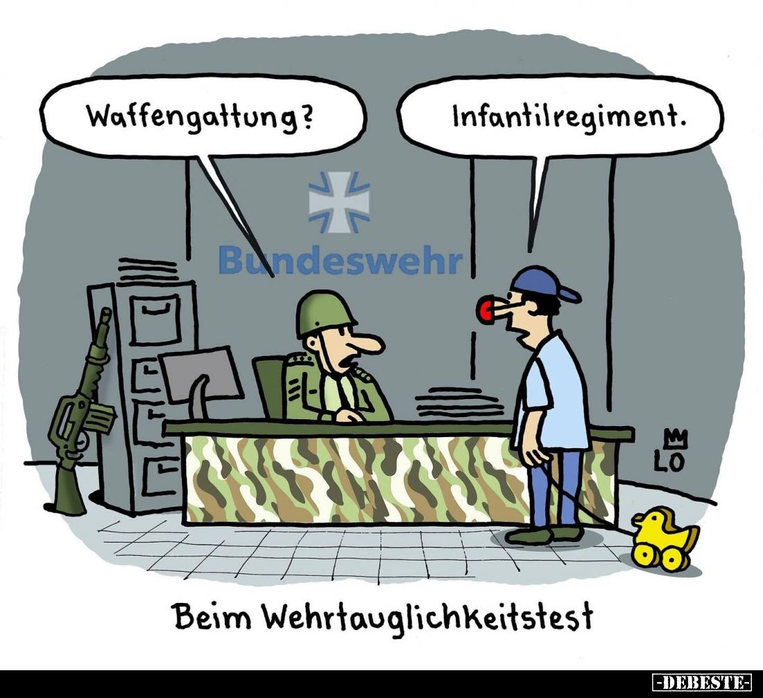 Waftfengattung? Infantilregiment. Beim Wehrtauglichkeitstest
