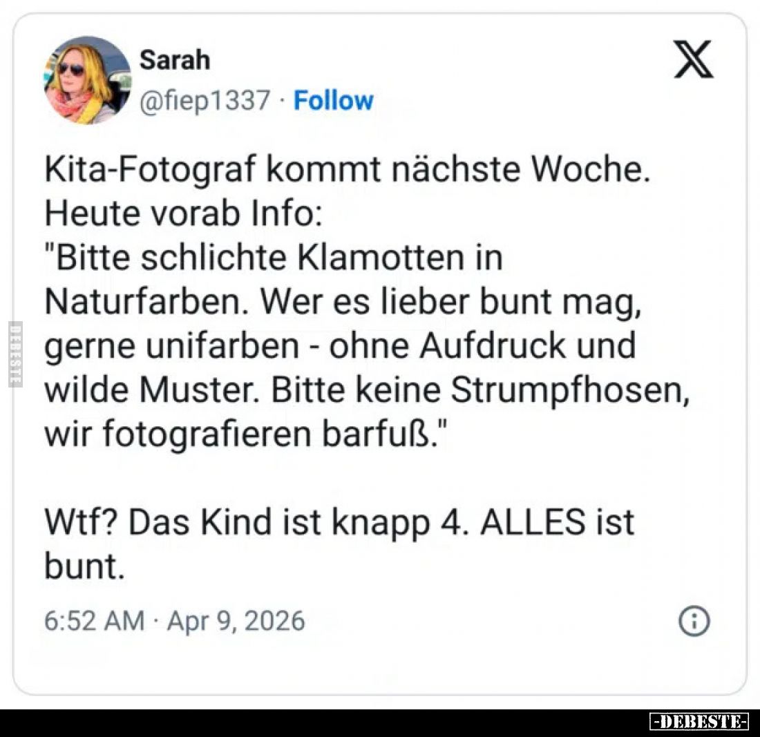 Kita-Fotograf kommt nächste Woche. Heute vorab Info... - Lustige Bilder | DEBESTE.de