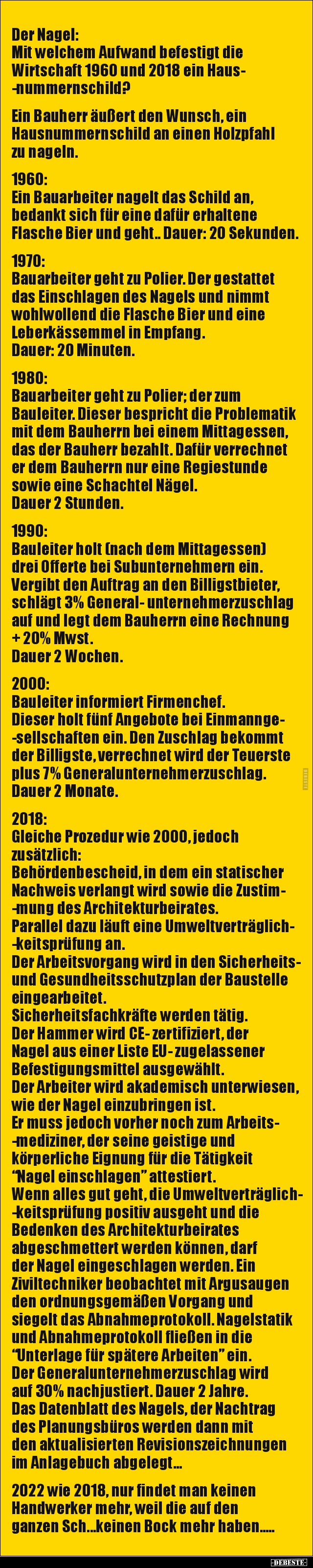 Der Nagel: Mit welchem Aufwand befestigt die Wirtschaft.. - Lustige Bilder | DEBESTE.de