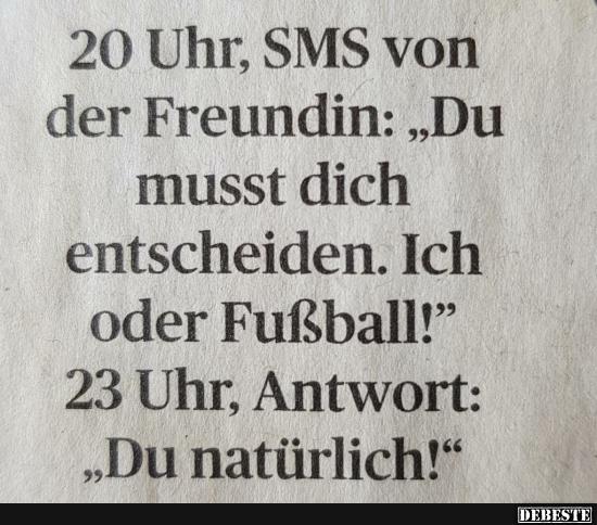 20 Uhr, SMS von der Freundin..