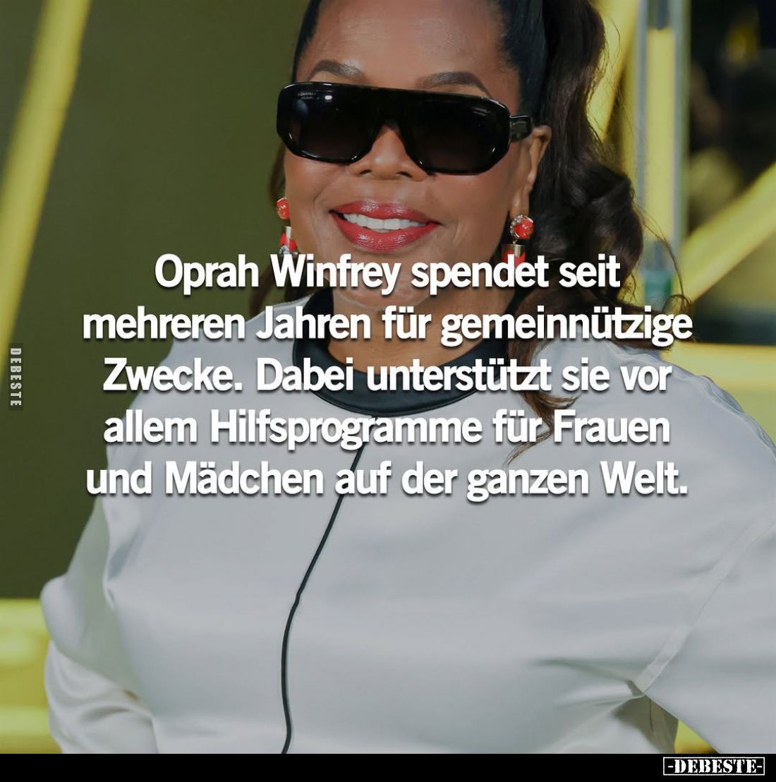 Oprah Winfrey spendet seit mehreren Jahren für gemeinnützige Zwecke. Dabei unterstützt sie vor allem Hilfsprogramme für Fraue...