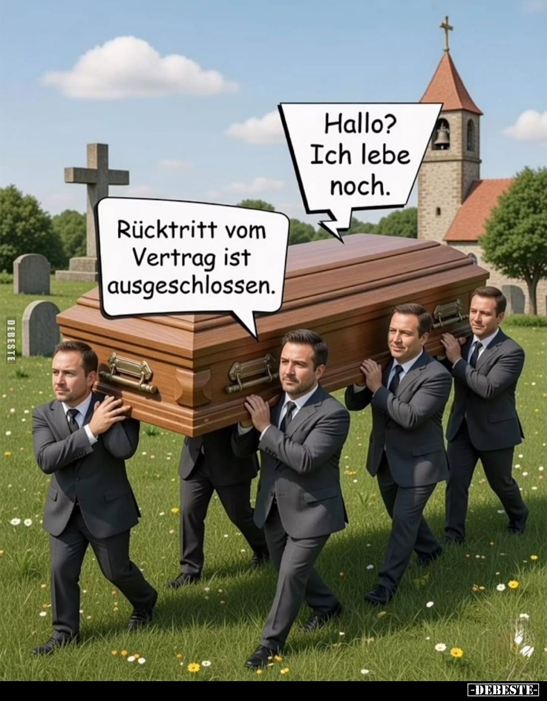 Hallo?
Ich lebe noch. -
Rücktritt vom Vertrag ist ausgeschlossen.