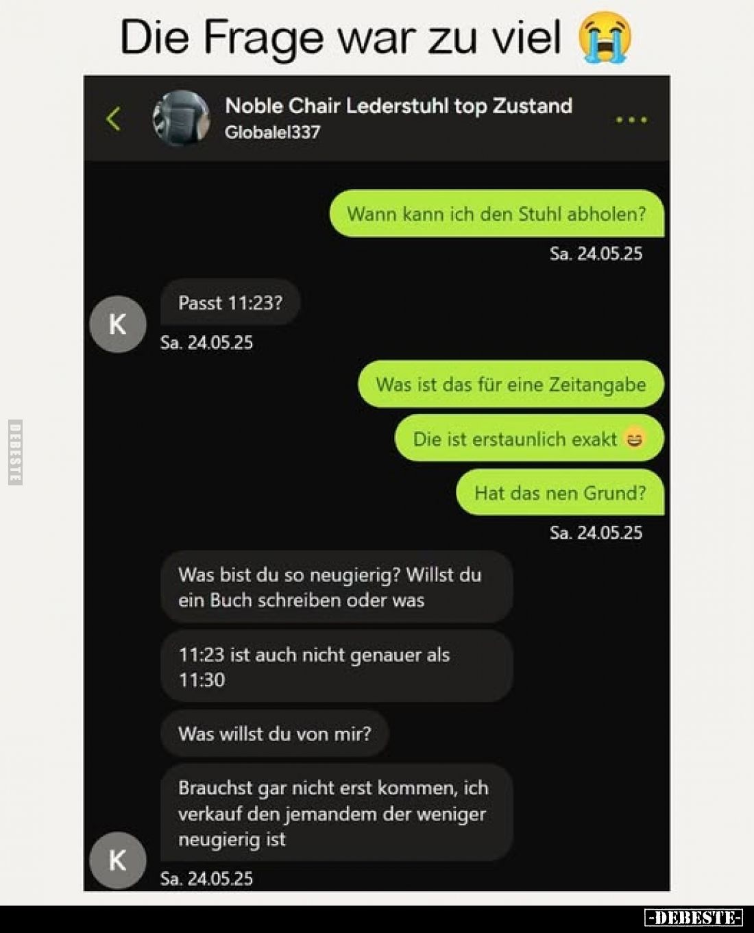 Die Frage war zu viel.