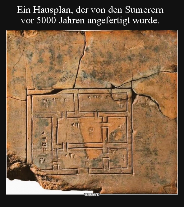 Ein Hausplan, der von den Sumerern vor 5000 Jahren..