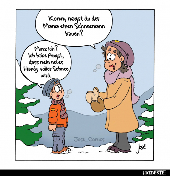 Komm, magst du der Mama einen Schneemann bauen?.. - Lustige Bilder | DEBESTE.de