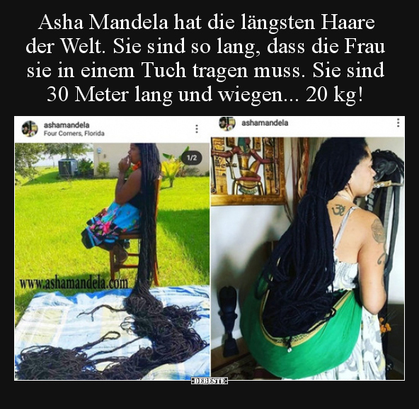 Asha Mandela hat die längsten Haare der Welt. Sie sind so.. - Lustige Bilder | DEBESTE.de