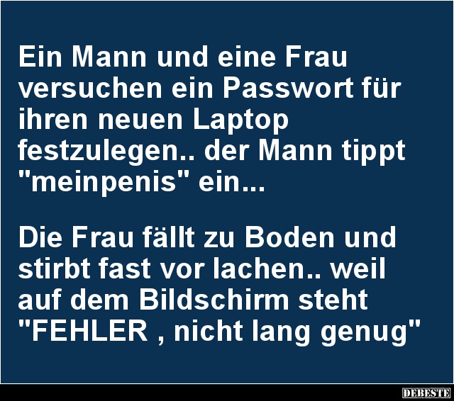 Ein Mann und eine Frau versuchen ein Passwort für.. - Lustige Bilder | DEBESTE.de