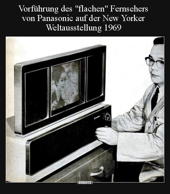 Vorführung des "flachen" Fernsehers von Panasonic auf der.. - Lustige Bilder | DEBESTE.de