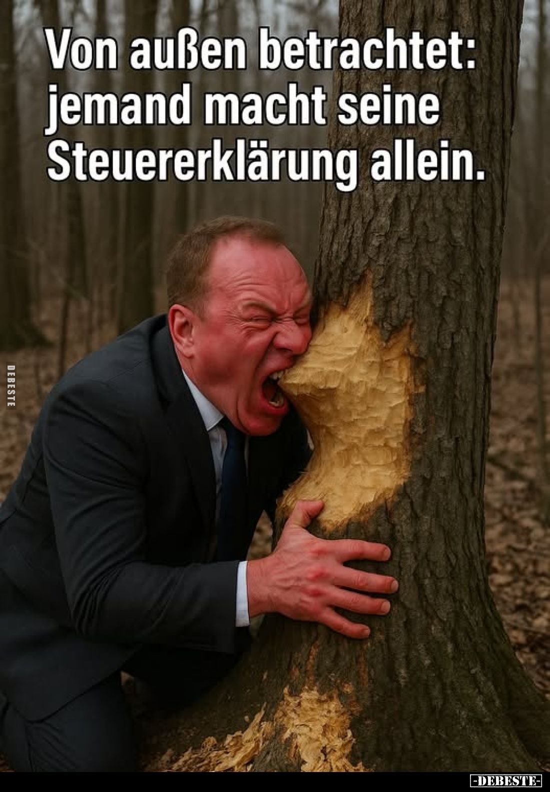 Von außen betrachtet: jemand macht seine Steuererklärung allein.