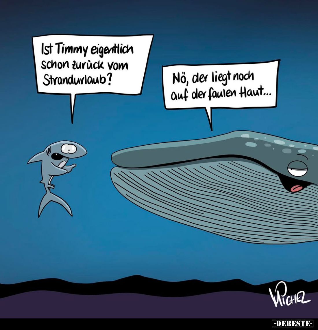 Ist Timmy eigentlich Schon zurück vom Strandurlaub?
No, der liegt noch auf der faulen Haut...