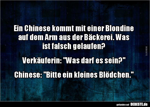 Ein Chinese kommt mit einer Blondine auf dem Arm aus der.. - Lustige Bilder | DEBESTE.de