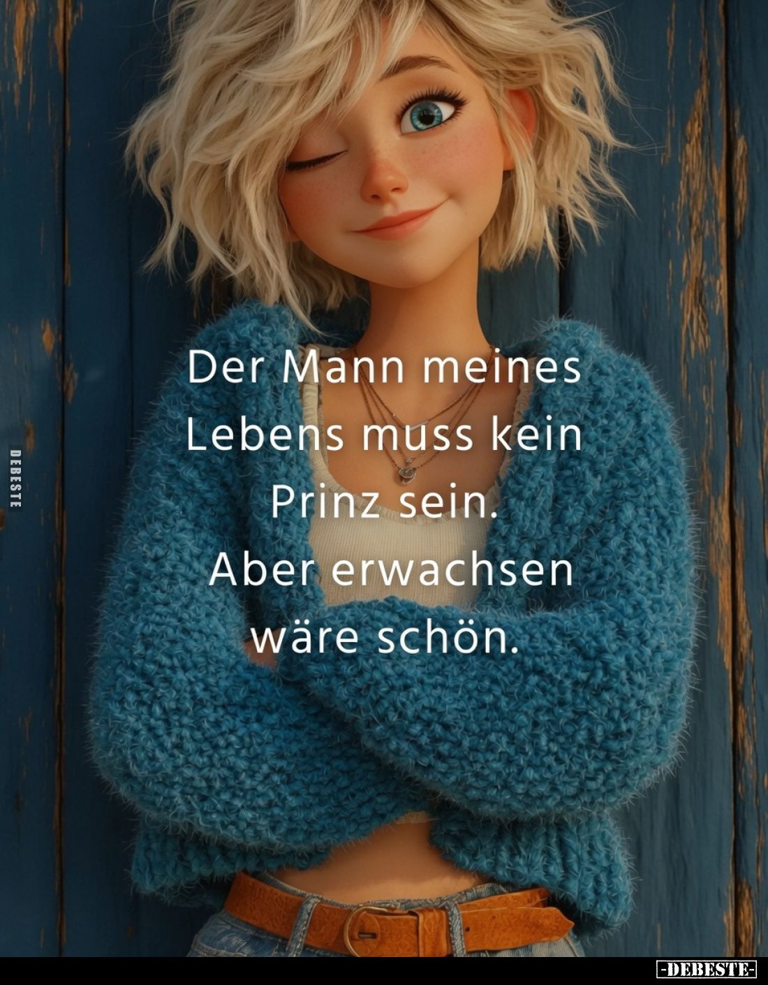 Der Mann meines Lebens muss kein Prinz sein.
Aber erwachsen wäre schön.