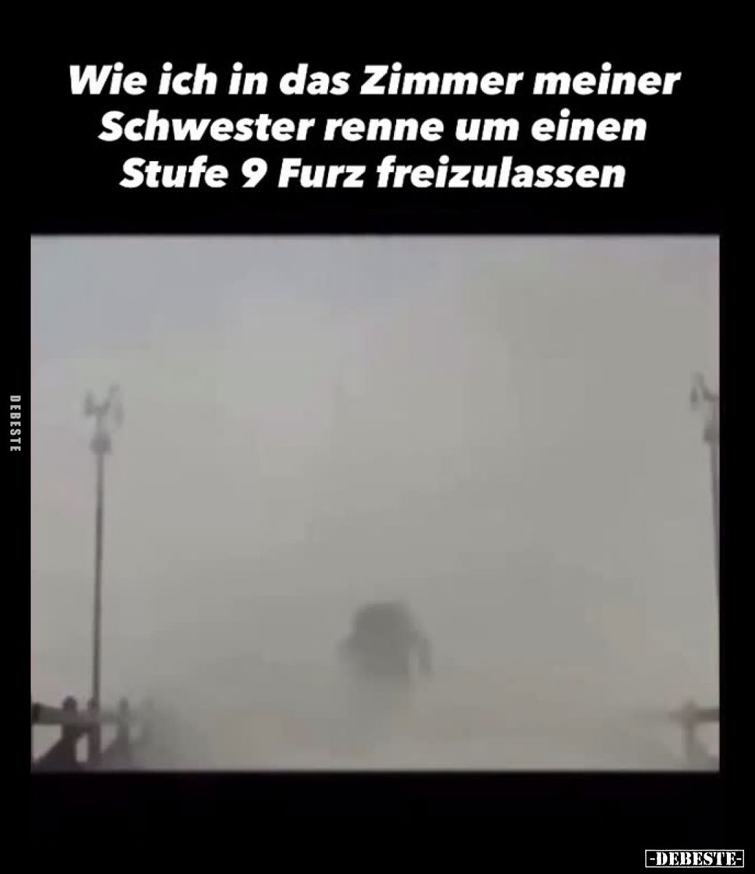 Wie ich in das Zimmer meiner Schwester renne um einen Stufe 9 Furz freizulassen.