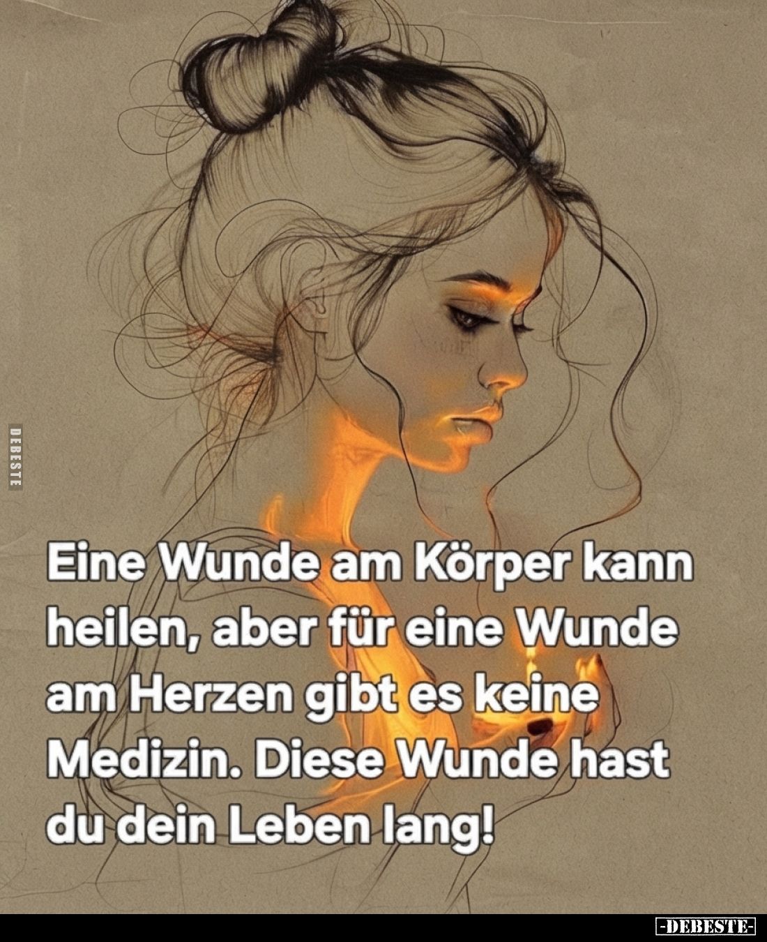 Eine Wunde am Körper kann heilen, aber für eine Wunde am Herzen gibt es keine Medizin. Diese Wunde hast du dein Leben lang!